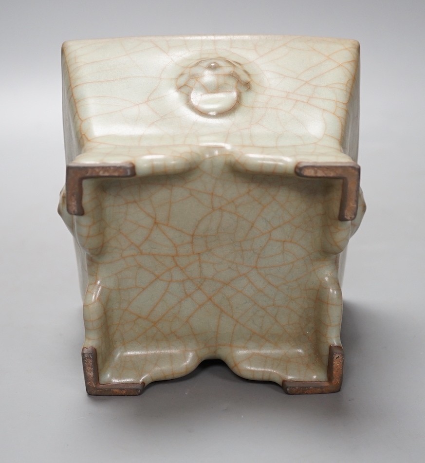A Chinese crackle glaze square flower pot - 10cm tall